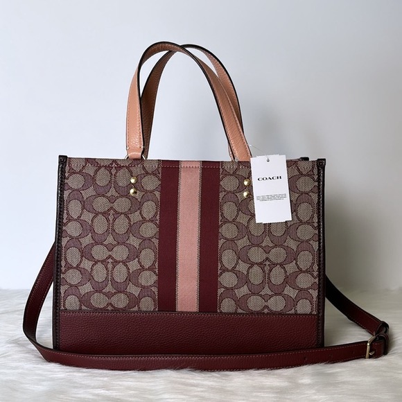 NWT💃Coach Dempsey Carryall In Signature Jacquard With Stripe And Coach Patch - Picture 9 of 12